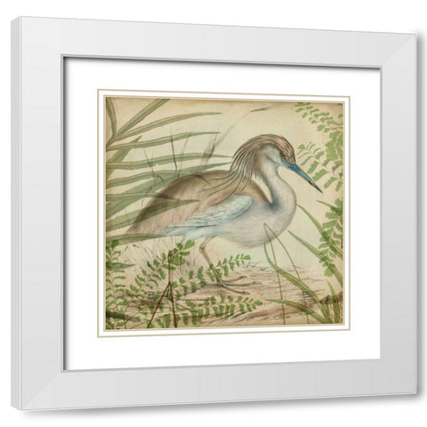 Heron and Ferns II White Modern Wood Framed Art Print with Double Matting by Vision Studio