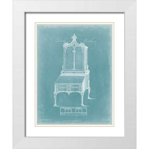 Chippendale Desk and Bookcase II White Modern Wood Framed Art Print with Double Matting by Chippendale, Thomas