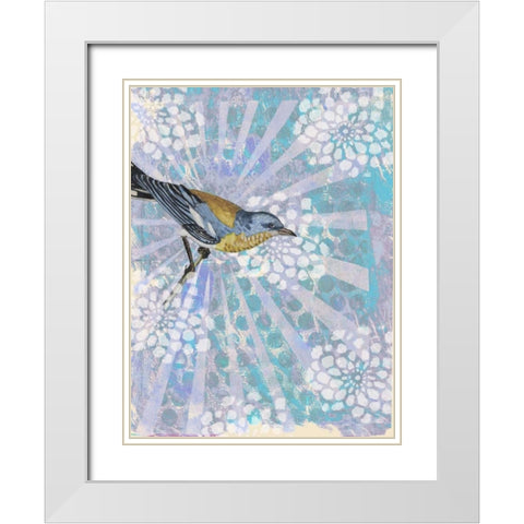 Songbird Batik I White Modern Wood Framed Art Print with Double Matting by McCavitt, Naomi