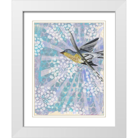 Songbird Batik II White Modern Wood Framed Art Print with Double Matting by McCavitt, Naomi