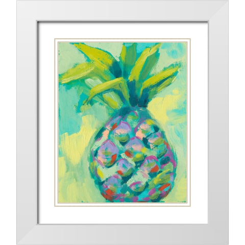 Vibrant Pineapple I White Modern Wood Framed Art Print with Double Matting by Goldberger, Jennifer