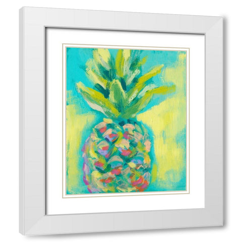 Vibrant Pineapple II White Modern Wood Framed Art Print with Double Matting by Goldberger, Jennifer