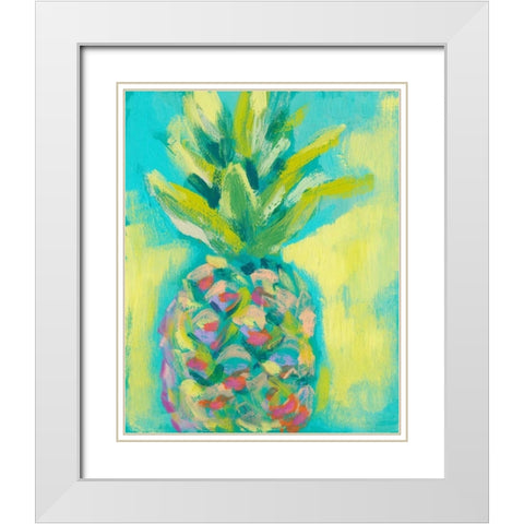 Vibrant Pineapple II White Modern Wood Framed Art Print with Double Matting by Goldberger, Jennifer
