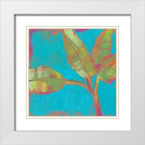 Tropical Palm Pop I White Modern Wood Framed Art Print with Double Matting by Goldberger, Jennifer