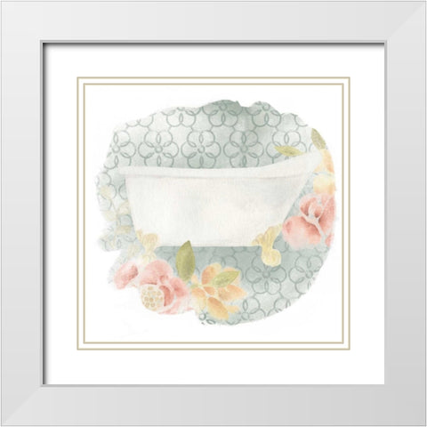 Garden Romance Bath II White Modern Wood Framed Art Print with Double Matting by Vess, June Erica