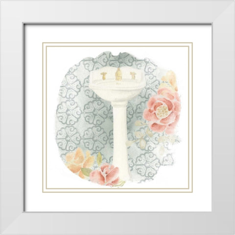 Garden Romance Bath IV White Modern Wood Framed Art Print with Double Matting by Vess, June Erica