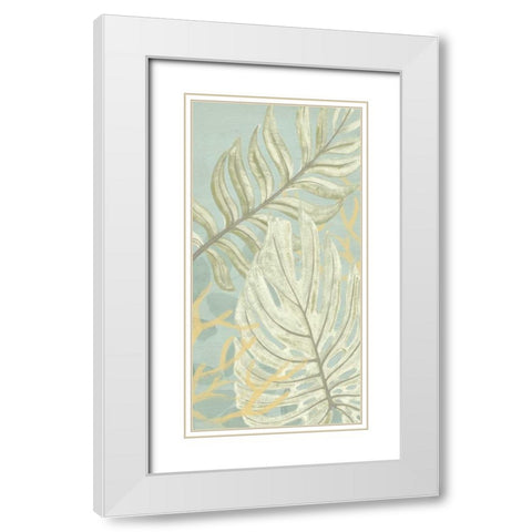Palm and Coral Panel II White Modern Wood Framed Art Print with Double Matting by Vess, June Erica