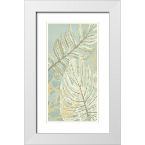 Palm and Coral Panel II White Modern Wood Framed Art Print with Double Matting by Vess, June Erica
