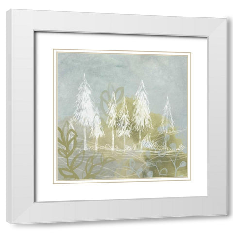 Treeline Collage I White Modern Wood Framed Art Print with Double Matting by Vess, June Erica