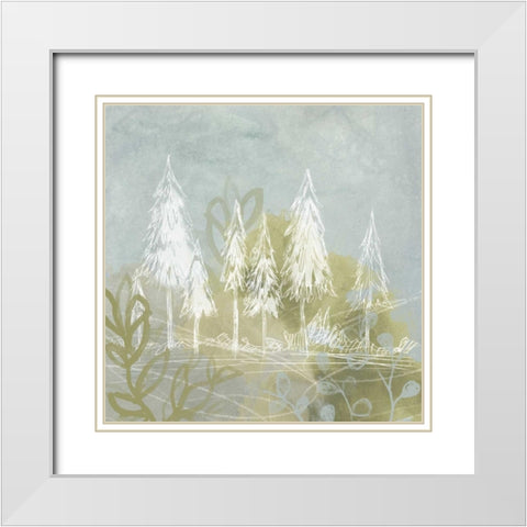 Treeline Collage I White Modern Wood Framed Art Print with Double Matting by Vess, June Erica