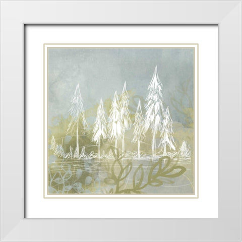Treeline Collage II White Modern Wood Framed Art Print with Double Matting by Vess, June Erica