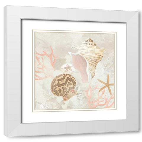 Shell Collector Fresco I White Modern Wood Framed Art Print with Double Matting by Vess, June Erica