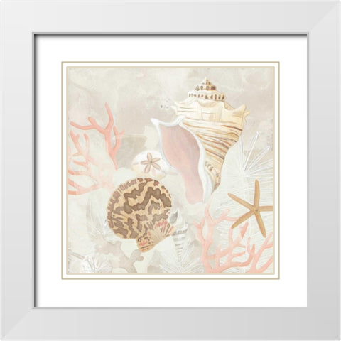 Shell Collector Fresco I White Modern Wood Framed Art Print with Double Matting by Vess, June Erica