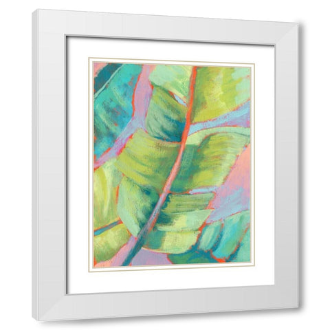 Vibrant Palm Leaves II White Modern Wood Framed Art Print with Double Matting by Goldberger, Jennifer