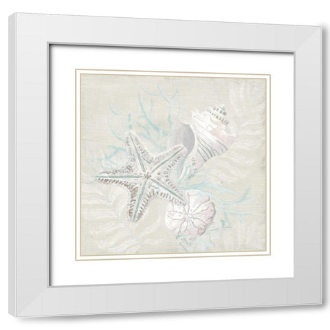Weathered Shell Sketch I White Modern Wood Framed Art Print with Double Matting by Vess, June Erica