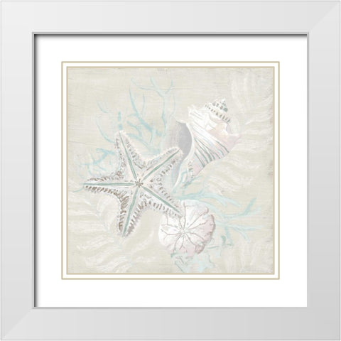 Weathered Shell Sketch I White Modern Wood Framed Art Print with Double Matting by Vess, June Erica