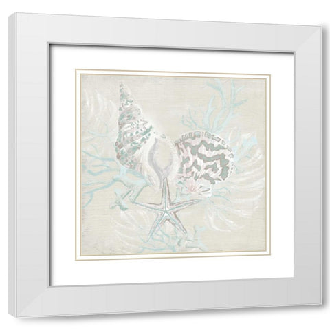 Weathered Shell Sketch II White Modern Wood Framed Art Print with Double Matting by Vess, June Erica