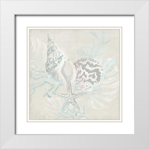 Weathered Shell Sketch II White Modern Wood Framed Art Print with Double Matting by Vess, June Erica