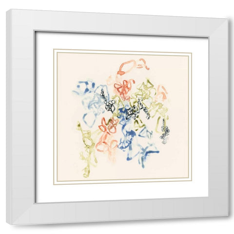 Faceted Flowers I White Modern Wood Framed Art Print with Double Matting by Goldberger, Jennifer