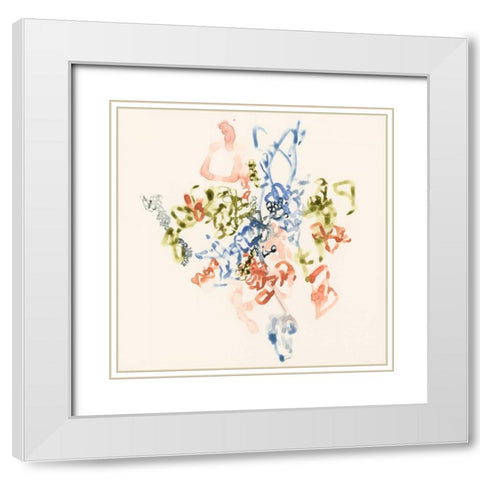 Faceted Flowers II White Modern Wood Framed Art Print with Double Matting by Goldberger, Jennifer