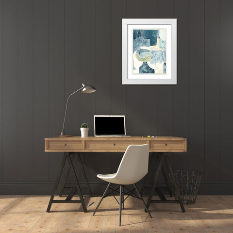 Blue Note VI White Modern Wood Framed Art Print with Double Matting by Delamater, Rob