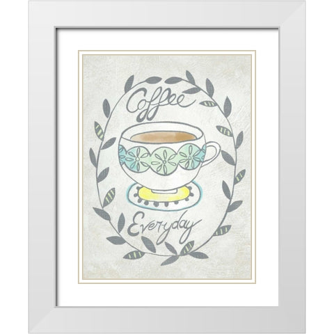 Breakfast Club II White Modern Wood Framed Art Print with Double Matting by Zarris, Chariklia