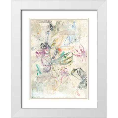 Whimsy Bouquet I White Modern Wood Framed Art Print with Double Matting by Goldberger, Jennifer