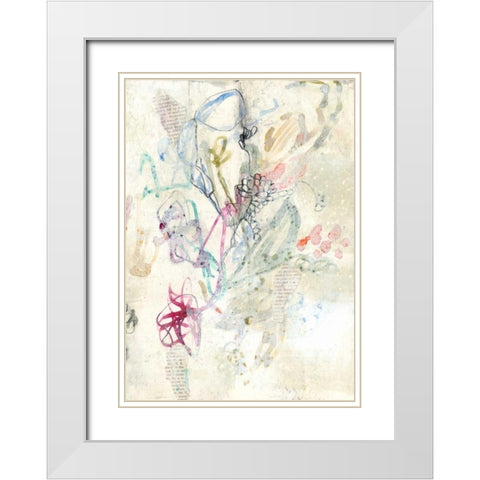 Whimsy Bouquet II White Modern Wood Framed Art Print with Double Matting by Goldberger, Jennifer