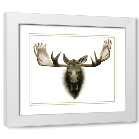 Custom Single Moose  White Modern Wood Framed Art Print with Double Matting by Popp, Grace