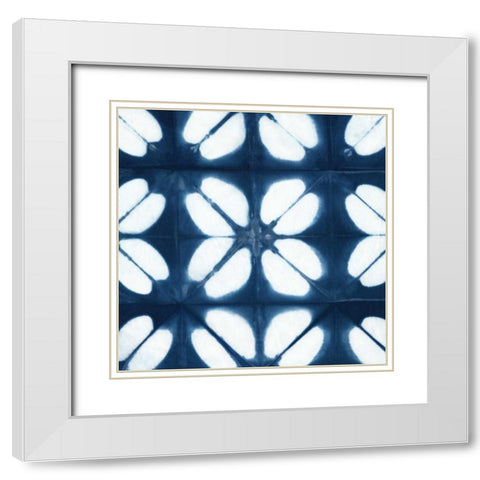 Indigo Tiles I White Modern Wood Framed Art Print with Double Matting by Zarris, Chariklia