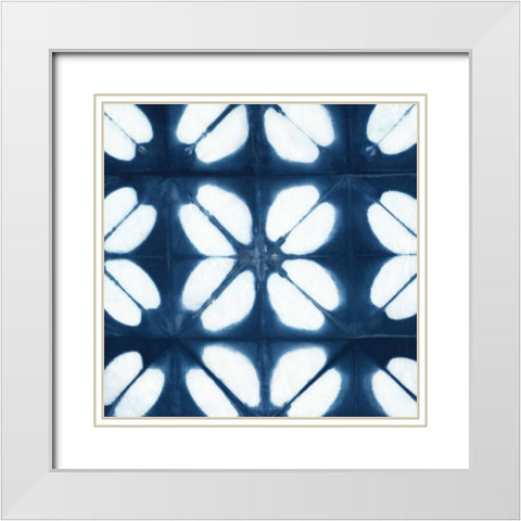 Indigo Tiles I White Modern Wood Framed Art Print with Double Matting by Zarris, Chariklia