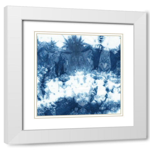 Indigo Tiles II White Modern Wood Framed Art Print with Double Matting by Zarris, Chariklia