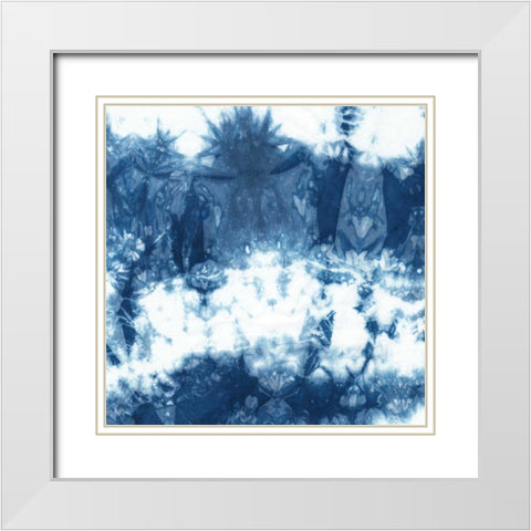 Indigo Tiles II White Modern Wood Framed Art Print with Double Matting by Zarris, Chariklia