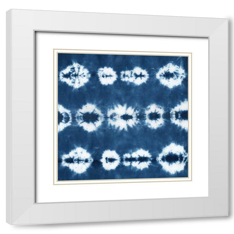 Indigo Tiles III White Modern Wood Framed Art Print with Double Matting by Zarris, Chariklia