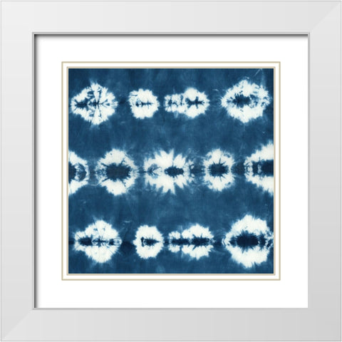 Indigo Tiles III White Modern Wood Framed Art Print with Double Matting by Zarris, Chariklia