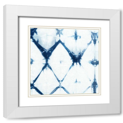 Indigo Tiles IV White Modern Wood Framed Art Print with Double Matting by Zarris, Chariklia