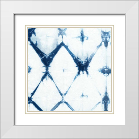 Indigo Tiles IV White Modern Wood Framed Art Print with Double Matting by Zarris, Chariklia