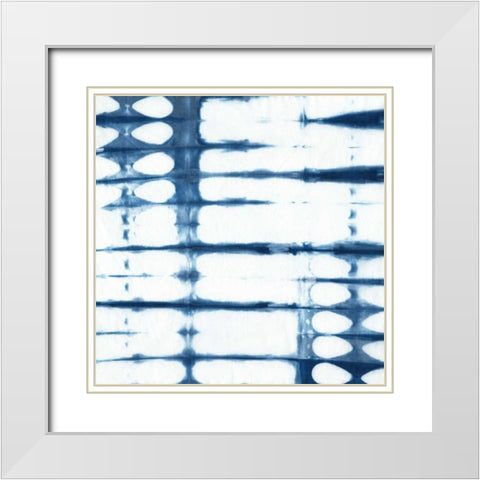 Indigo Tiles V White Modern Wood Framed Art Print with Double Matting by Zarris, Chariklia