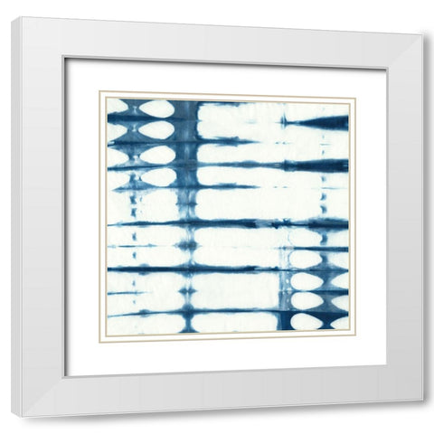 Indigo Tiles V White Modern Wood Framed Art Print with Double Matting by Zarris, Chariklia