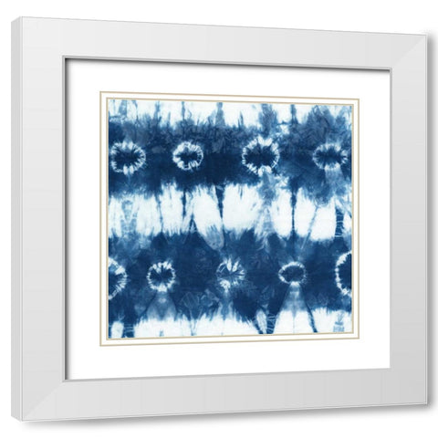 Indigo Tiles VI White Modern Wood Framed Art Print with Double Matting by Zarris, Chariklia