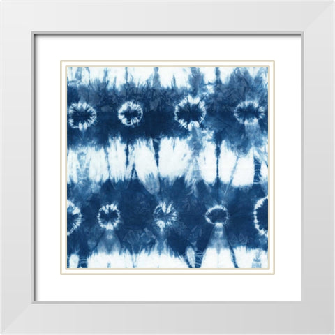 Indigo Tiles VI White Modern Wood Framed Art Print with Double Matting by Zarris, Chariklia