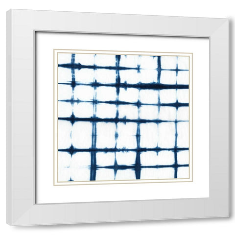 Indigo Tiles VII White Modern Wood Framed Art Print with Double Matting by Zarris, Chariklia