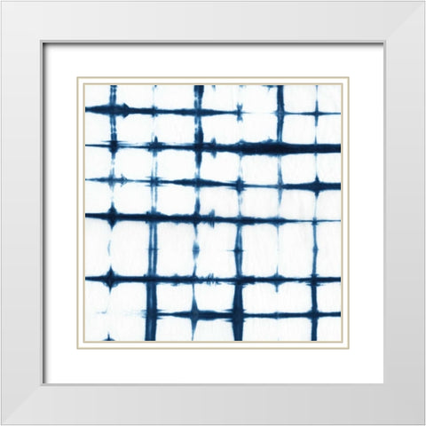 Indigo Tiles VII White Modern Wood Framed Art Print with Double Matting by Zarris, Chariklia