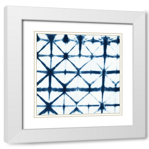 Indigo Tiles VIII White Modern Wood Framed Art Print with Double Matting by Zarris, Chariklia