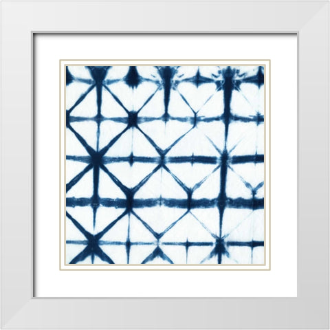 Indigo Tiles VIII White Modern Wood Framed Art Print with Double Matting by Zarris, Chariklia