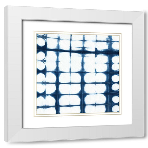 Indigo Tiles IX White Modern Wood Framed Art Print with Double Matting by Zarris, Chariklia