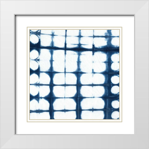 Indigo Tiles IX White Modern Wood Framed Art Print with Double Matting by Zarris, Chariklia