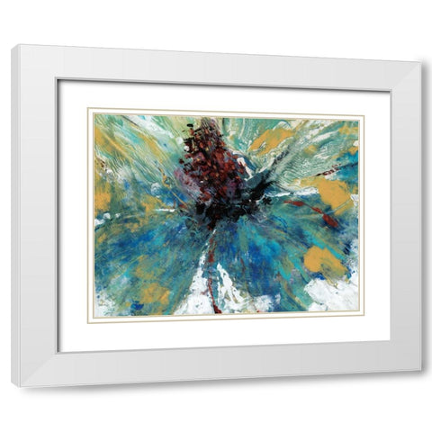 Blue Splash I White Modern Wood Framed Art Print with Double Matting by OToole, Tim