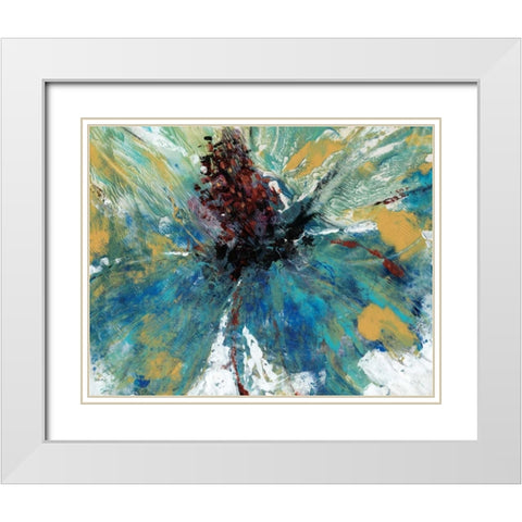 Blue Splash I White Modern Wood Framed Art Print with Double Matting by OToole, Tim