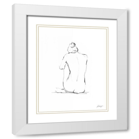 Figure Contour IV White Modern Wood Framed Art Print with Double Matting by Harper, Ethan